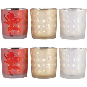 Cherubs Antique Gold with Red and Silver Holiday Votives