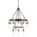 Campbell 21 Light 33.25 inch Vintage Black with Warm Brass Chandelier Ceiling Light