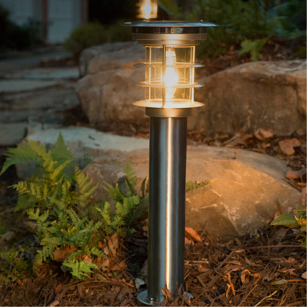 Stainless Steel Bollard 13.00 watt Silver Path Light, Solar