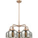Bell 5 Light 26 inch Antique Copper Chandelier Ceiling Light