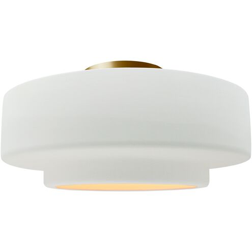 Radiance LED 14.5 inch Gloss White and Brushed Brass Semi Flush Ceiling Light