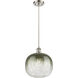 Ballston Brookhaven Sphere 1 Light 10.5 inch Brushed Satin Nickel Mini Pendant Ceiling Light in Slate Glass