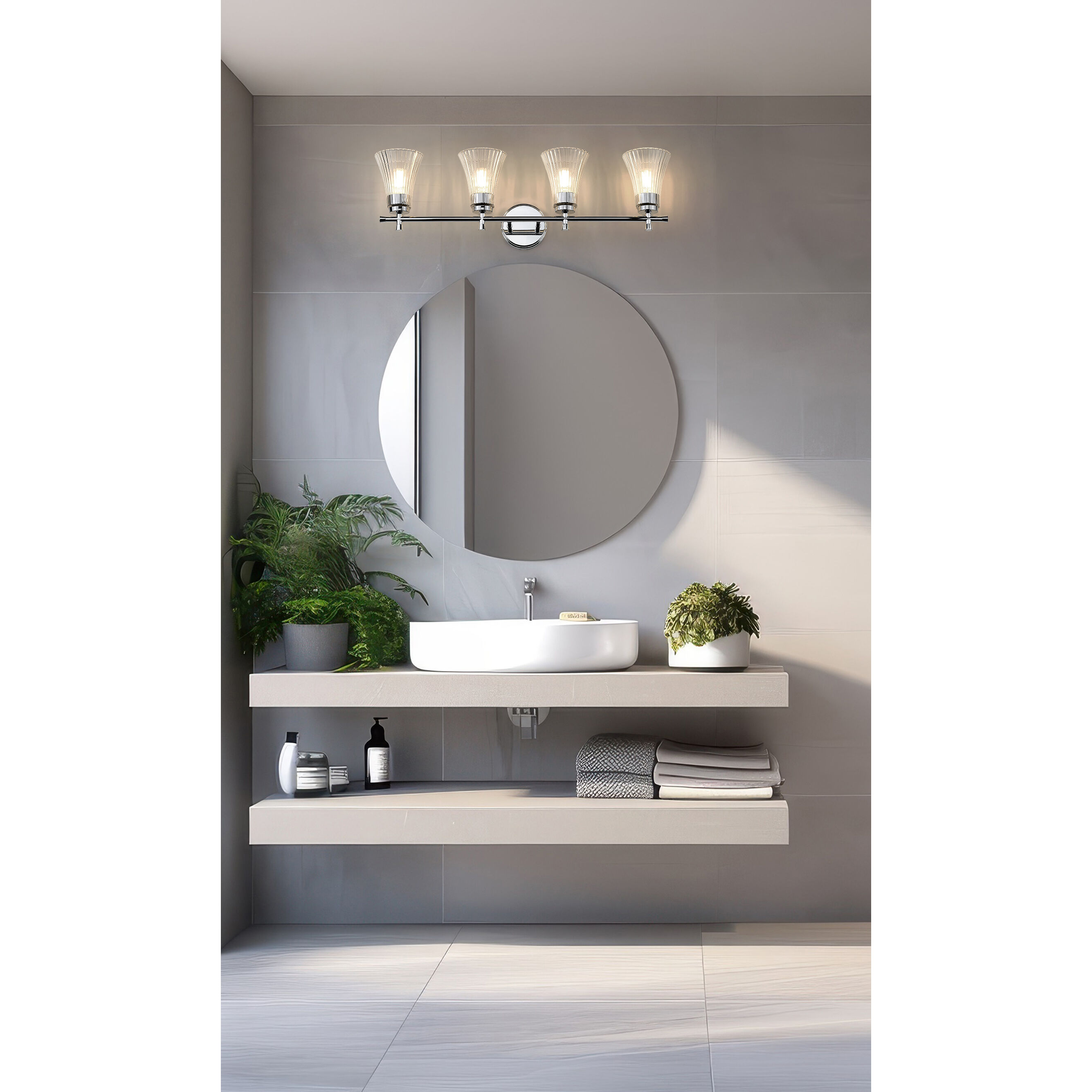 Belle 4 Light 32 inch Chrome Bath Vanity Light Wall Light