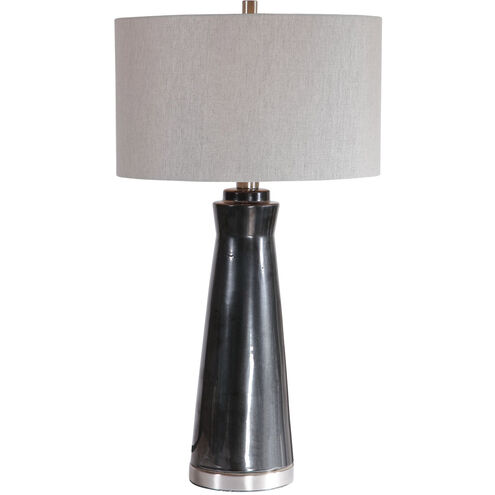 Arlan 31 inch 150 watt Glossy Dark Charcoal Glaze and Brushed Nickel Table Lamp Portable Light