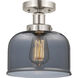 Bell 1 Light 6.5 inch Brushed Satin Nickel Semi-Flush Mount Ceiling Light