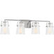Drew & Jonathan Crofton 4 Light 33.38 inch Brushed Nickel Vanity Light Wall Light in Clear Crackle Glass