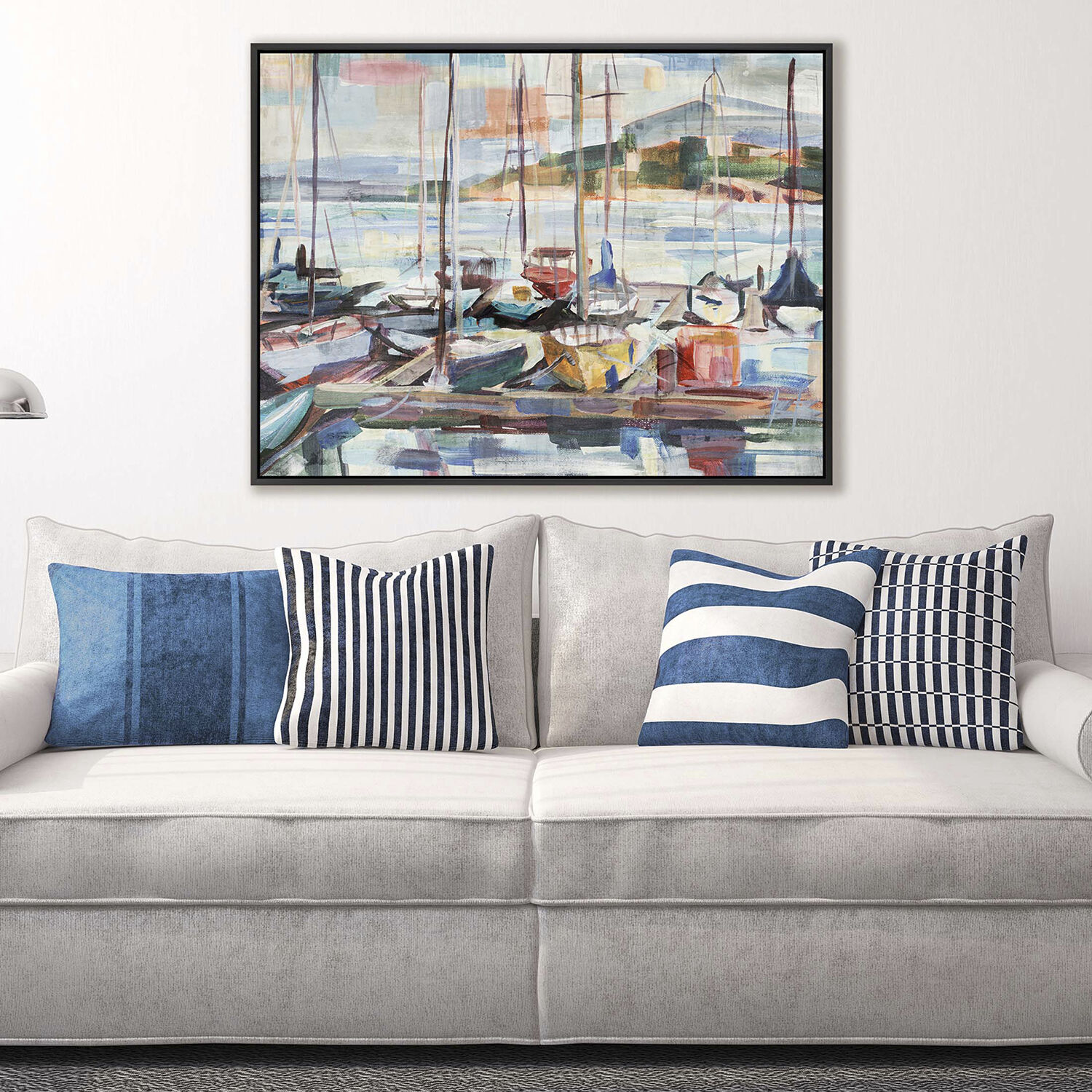 Waterside Blue and Green and Pink and Red Canvas