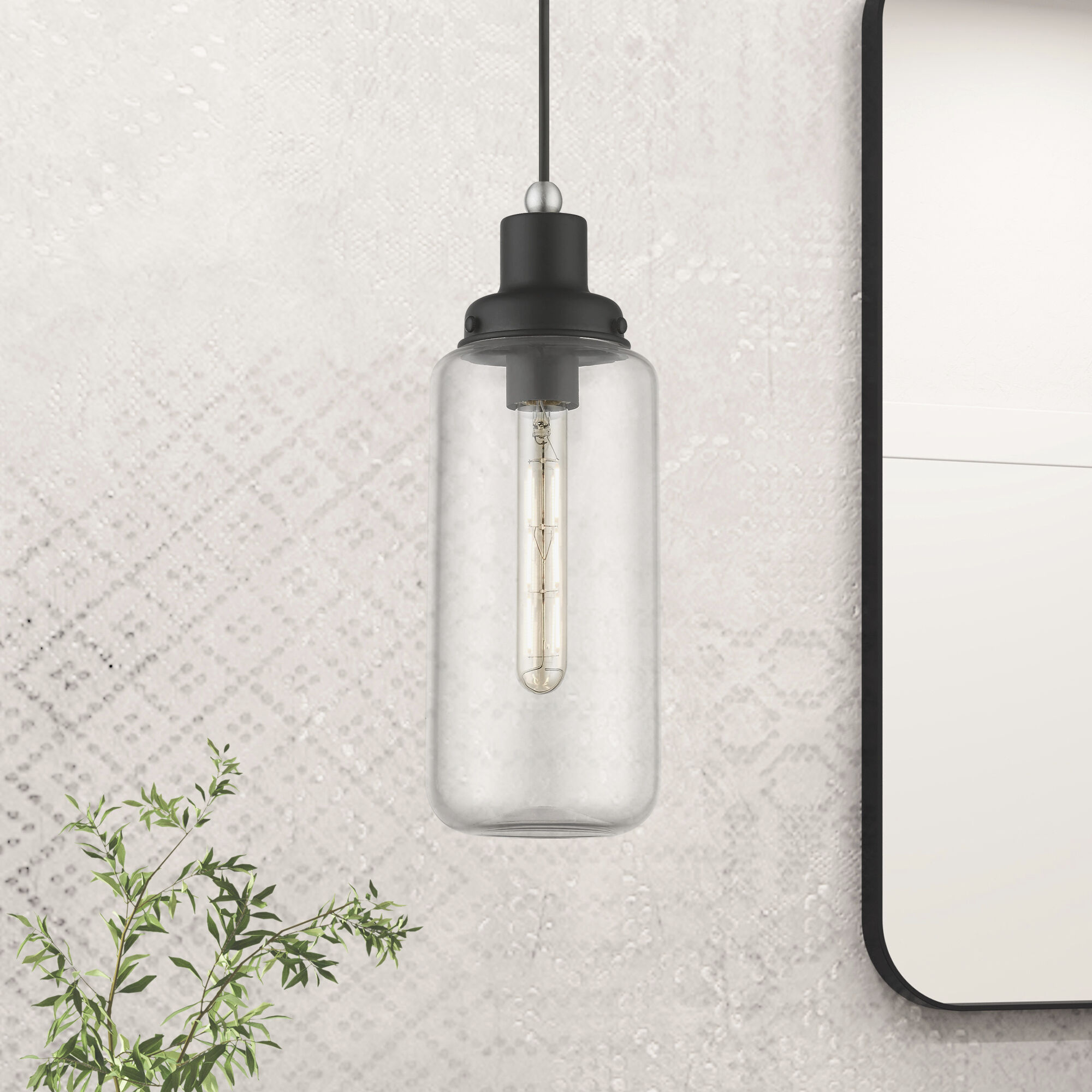 Oakhurst 1 Light 5 inch Black with Brushed Nickel Accent Mini Pendant Ceiling Light