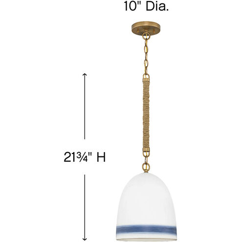 Nash 1 Light 10 inch Heirloom Brass with Navy Stripe Indoor Pendant Ceiling Light in Heirloom Brass/Navy Stripe