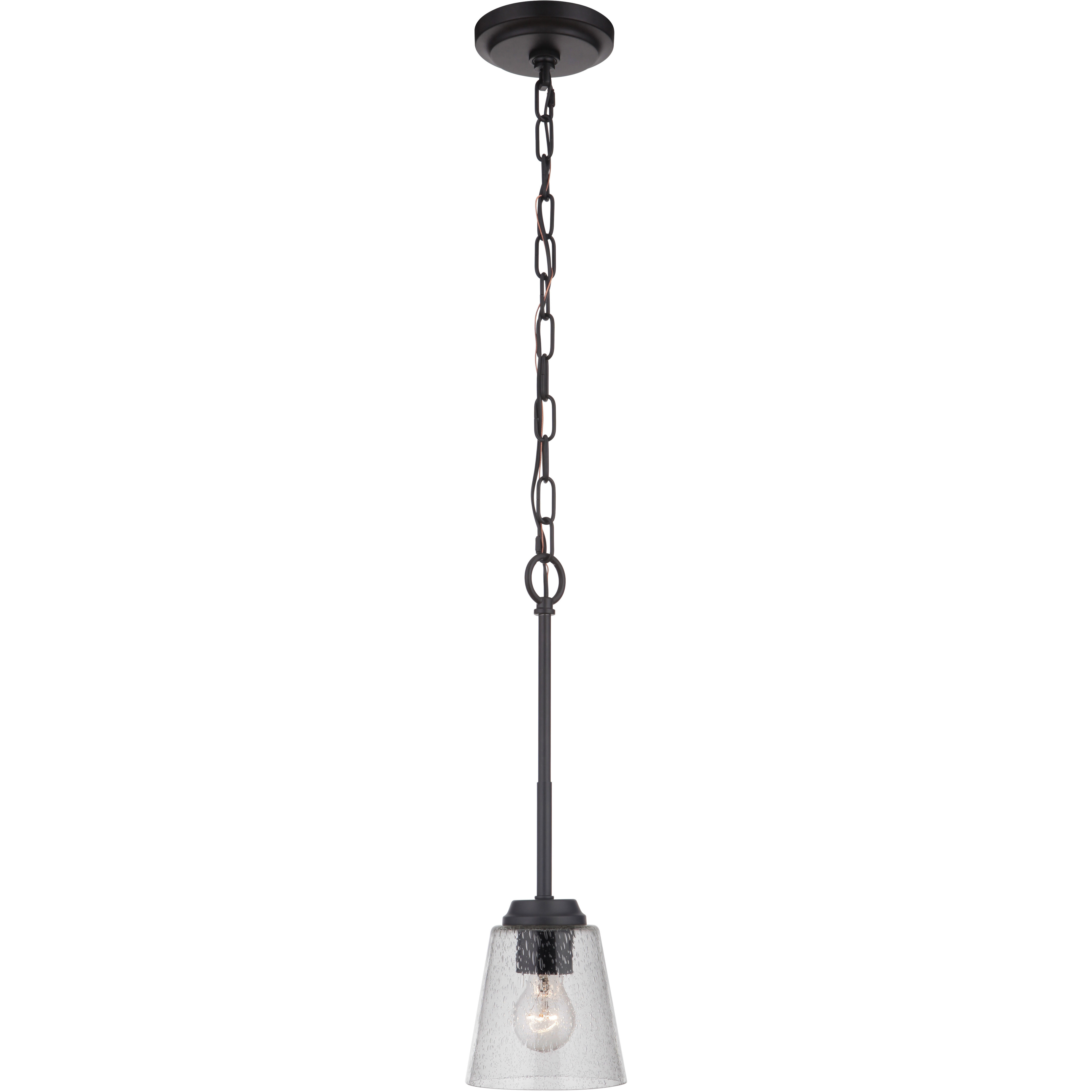 Neighborhood Tyler 1 Light 6 inch Flat Black Mini Pendant Ceiling Light in Clear Seeded, Neighborhood Collection