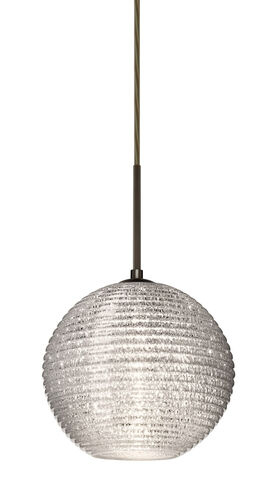 Kristall LED Bronze Pendant Ceiling Light in Glitter Ribbed Glass