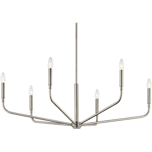 Madden 6 Light Brushed Nickel Chandelier Ceiling Light, 1 Tier Large