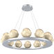 Cabochon LED 36.7 inch Classic Silver with Travertine Stone Chandelier Ceiling Light in 3000K LED, Amber