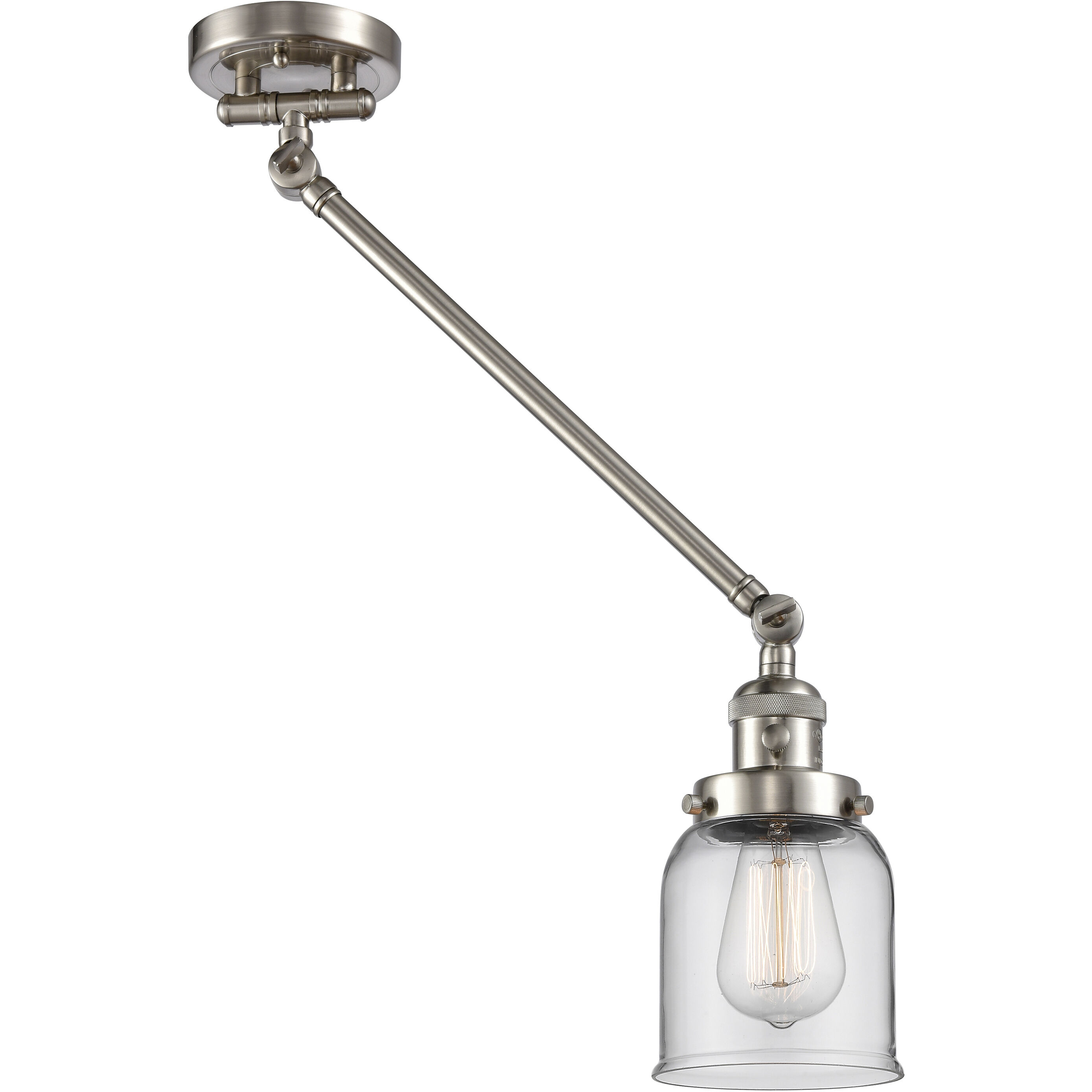 Small Bell 21 inch 60.00 watt Satin Nickel Swing Arm Wall Light, Franklin Restoration