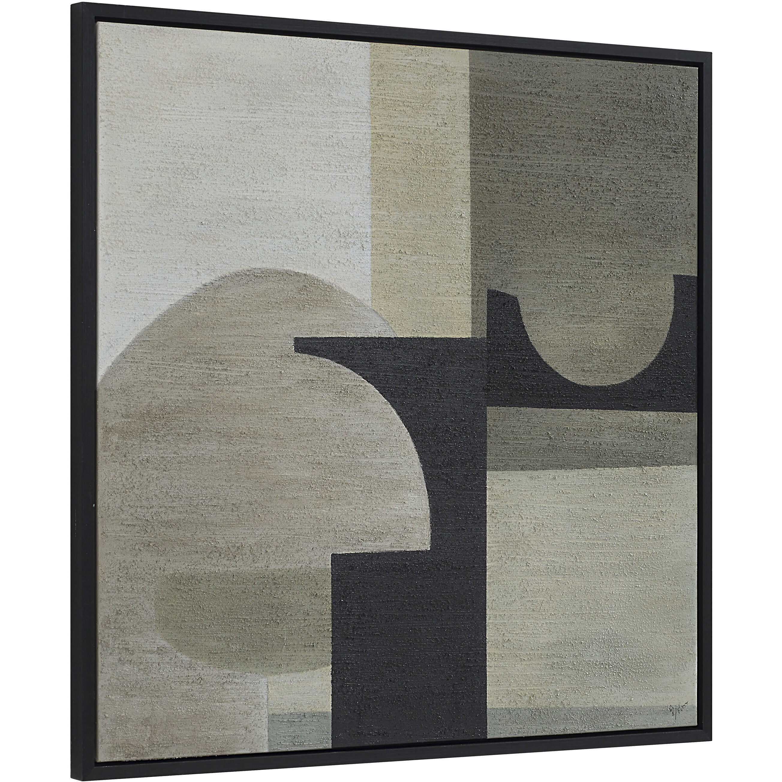 Gladiolus Green and Black and White and Beige Canvas Art