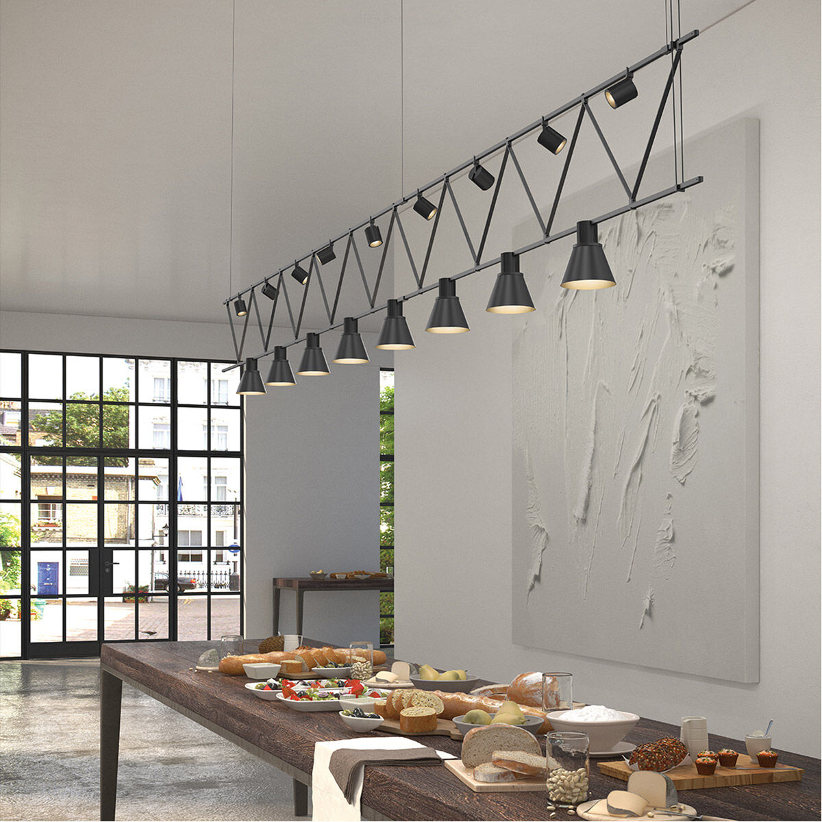 Suspenders LED 170 inch Satin Black Suspension Ceiling Light 