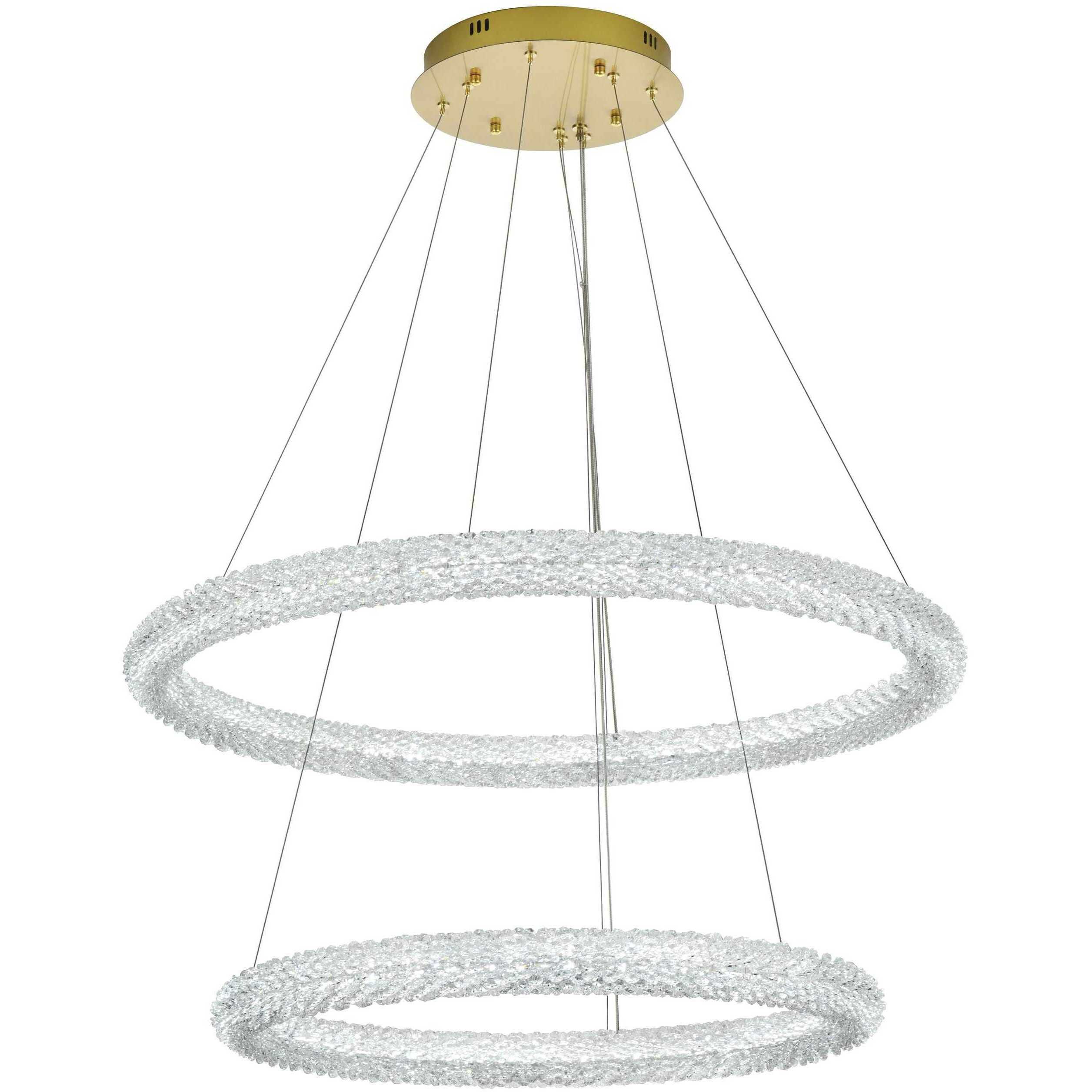 Bowen 2 Light 35.5 inch Satin Gold Chandelier Ceiling Light