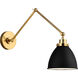 C&M by Chapman & Myers Wellfleet 26 inch 75 watt Midnight Black and Burnished Brass Task Sconce Wall Light in Midnight Black / Burnished Brass