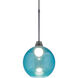 Bobo 3 LED 8.5 inch Matte Chrome Pendant Ceiling Light in Aqua Glass