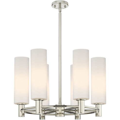 Crown Point 6 Light 24 inch Polished Nickel Chandelier Ceiling Light in Matte White Glass
