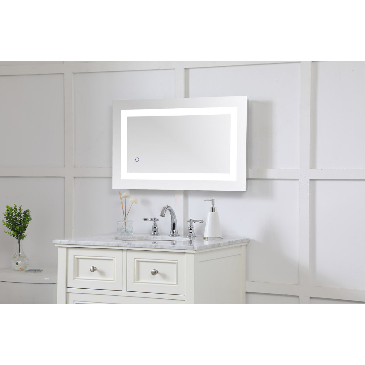 Helios 30 X 18 inch Silver Lighted Wall Mirror