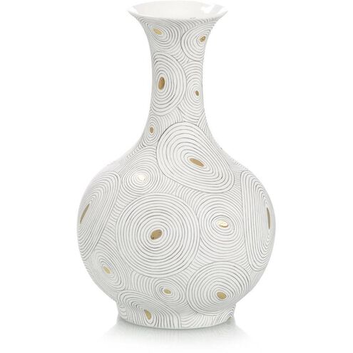 White Porcelain With Gold I 12.5 X 8 inch Vase