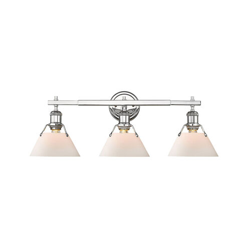 Orwell 3 Light 27 inch Chrome Bath Vanity Wall Light in Opal Glass