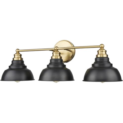Bishop 3 Light 28 inch Matte Black and Brass Vanity Wall Light