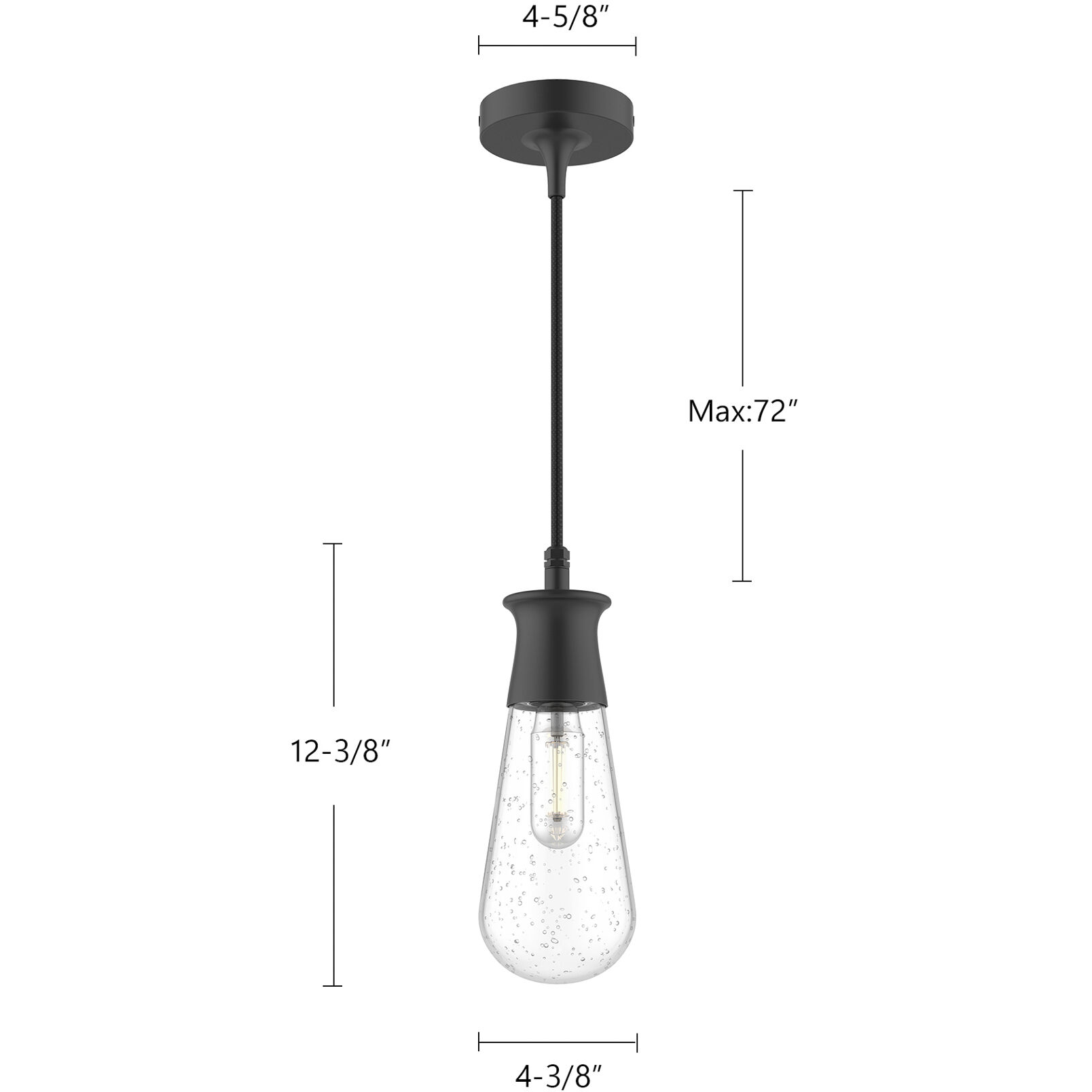Alora Mood Marcel 1 Light 4.38 inch Clear Bubble Glass/Textured Black Exterior Pendant