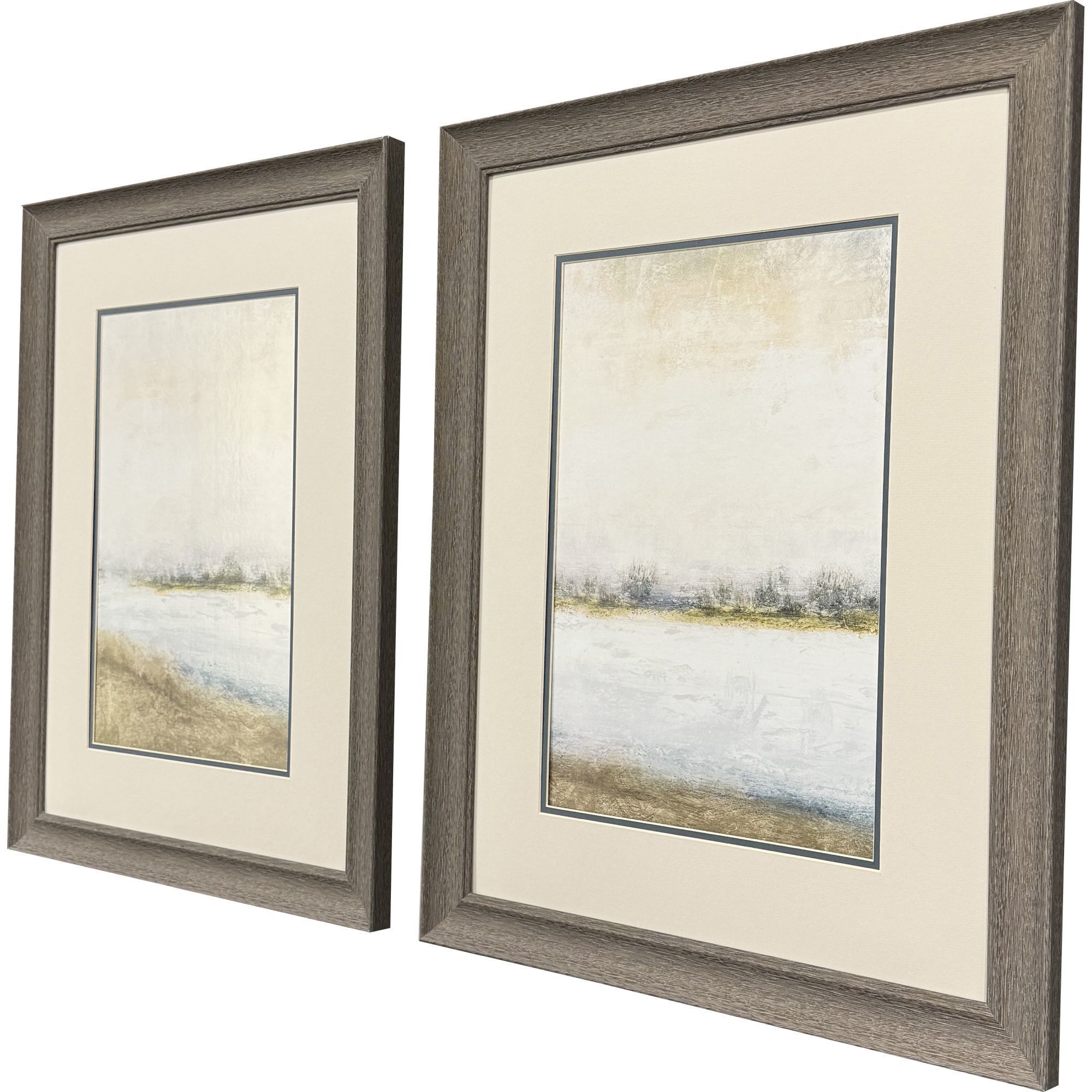 Peaceful Lake Blue and Gray and Neutral and Beige Framed Art, Propac