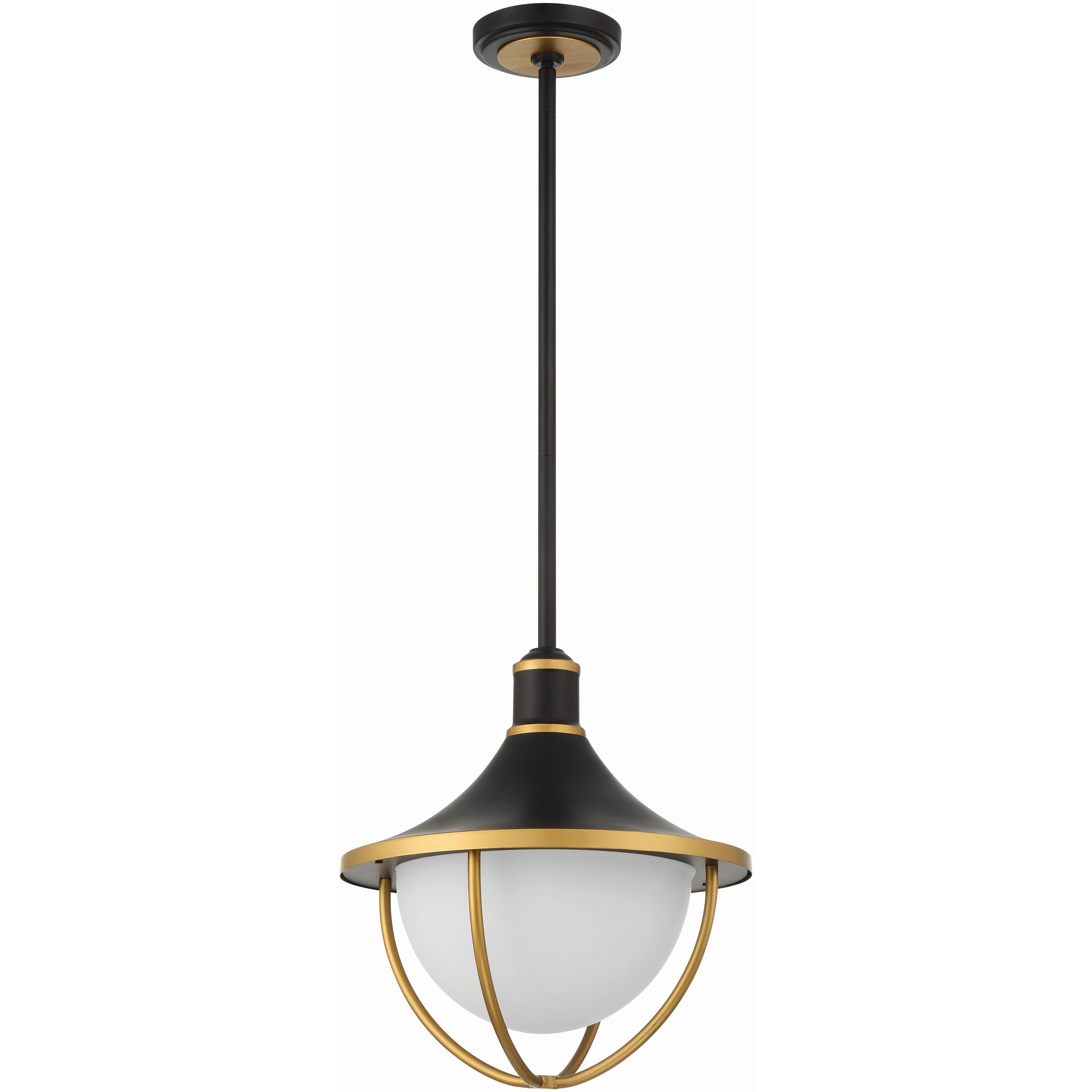 Atlas 3 Light 16.5 inch Matte Black and Textured Gold Outdoor Pendant