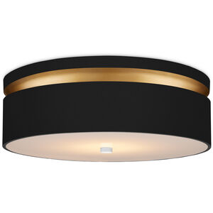 Serenity 1 Light 18.5 inch Satin Black and Contemporary Gold with White Flush Mount Ceiling Light