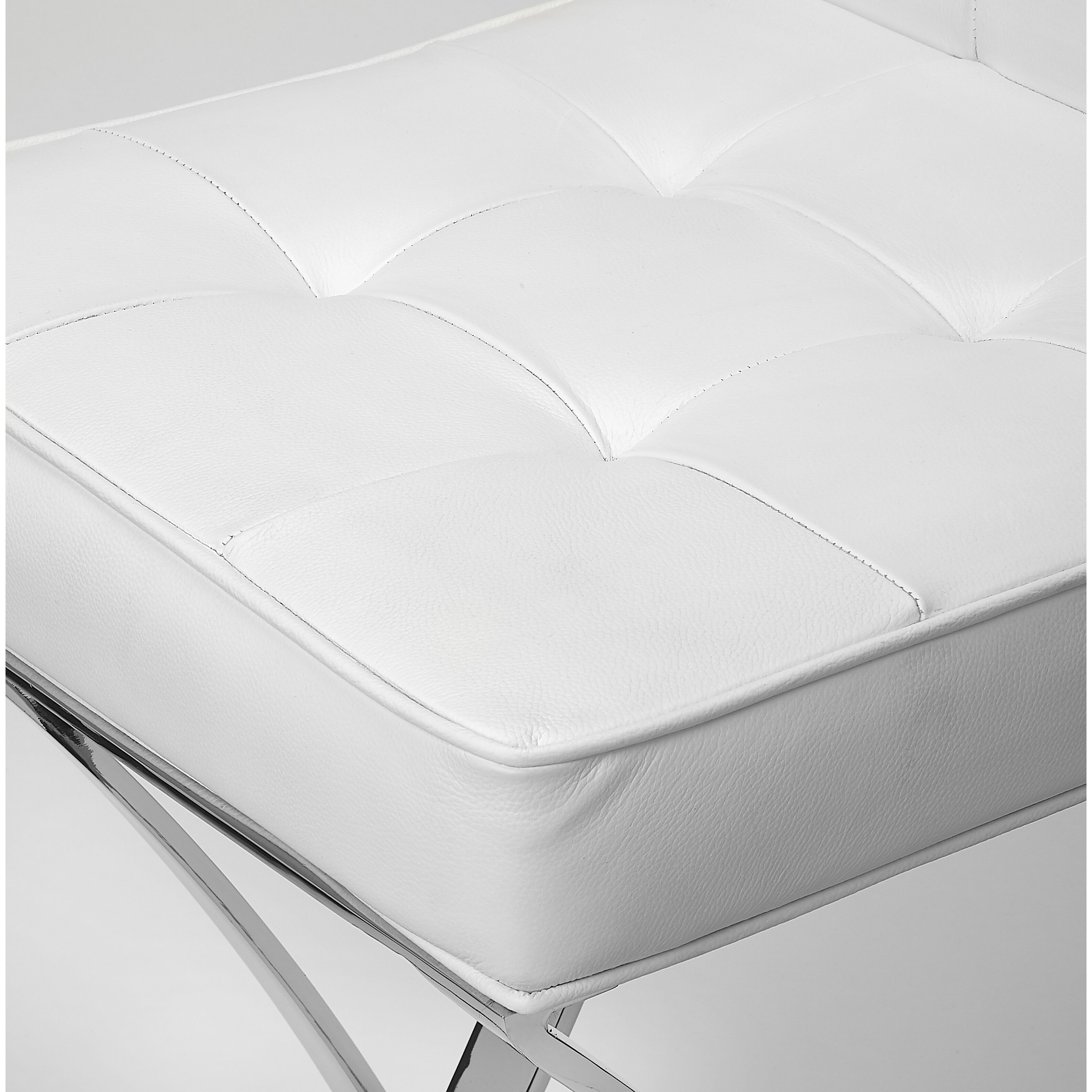 Butler Loft Darcy Chrome Plated Faux Leather 41 inch White Leather Barstool