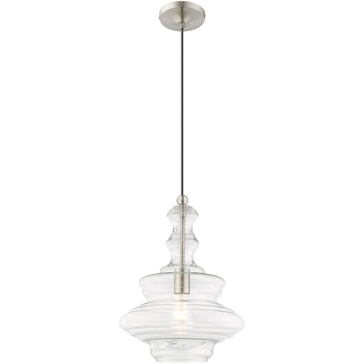 Art Glass 1 Light 12 inch Brushed Nickel Mini Pendant Ceiling Light