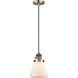 Franklin Restoration Cone 1 Light 6 inch Antique Brass Mini Pendant Ceiling Light in Incandescent, Matte White