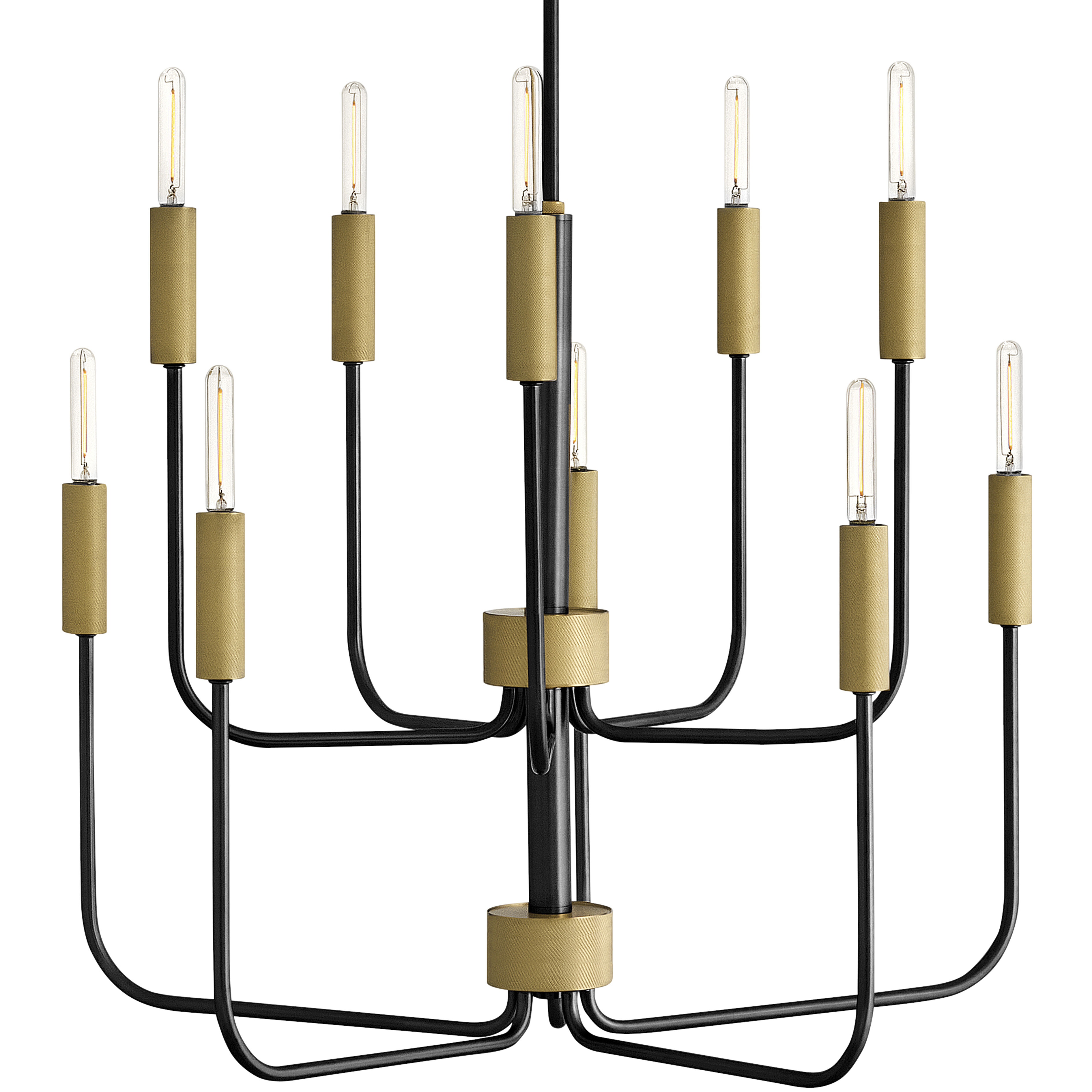Austen 10 Light 30 inch Black with Lacquered Brass Chandelier Ceiling Light