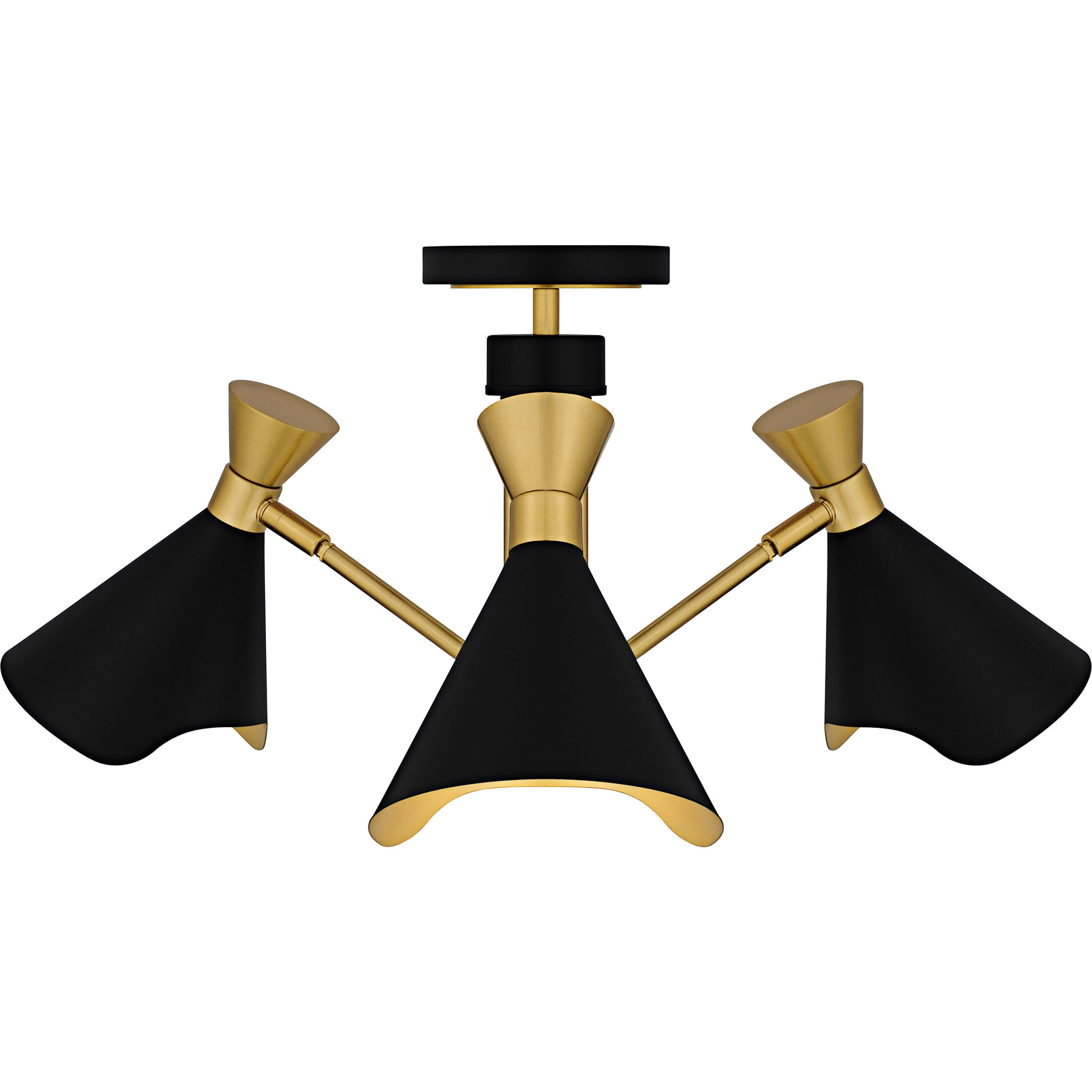 Arden 3 Light 26 inch Matte Black Semi-Flush Mount Ceiling Light, Large