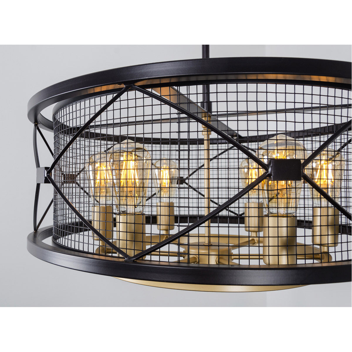 Harlequin 6 Light 23 inch Warm Bronze and Gold Pendant Ceiling Light