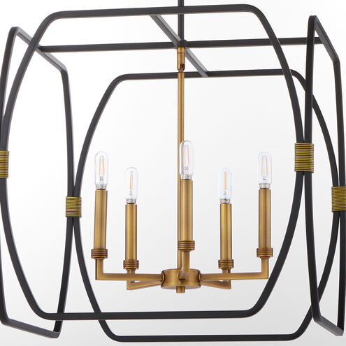 Bishop 5 Light 21.5 inch Matte Black and Brushed Brass Pendant Ceiling Light