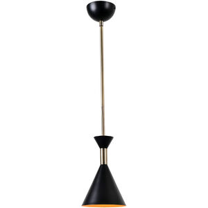 Arne 1 Light 8 inch Matte Black With Antique Brass Mini Pendant Ceiling Light