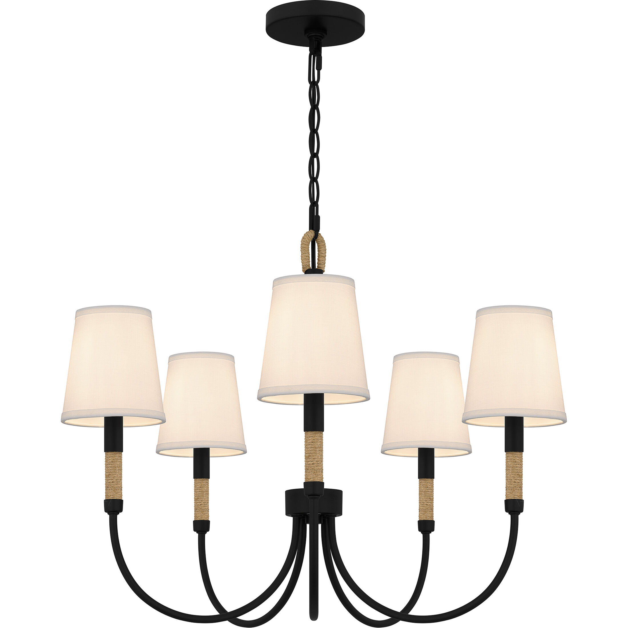Bayside 5 Light 25 inch Matte Black Chandelier Ceiling Light