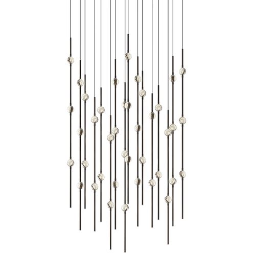 Constellation Aries LED 21.5 inch Espresso Black Pendant Ceiling Light in 2200K, Clear Faceted Acrylic, 10 FT. Cord