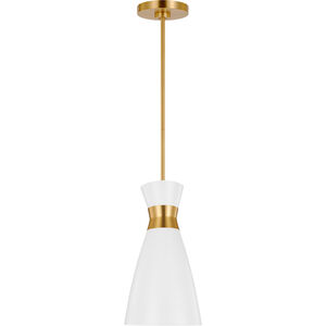 ED Ellen DeGeneres Heath 1 Light 8.13 inch Matte White and Burnished Brass Pendant Ceiling Light in Burnished Brass / Matte White