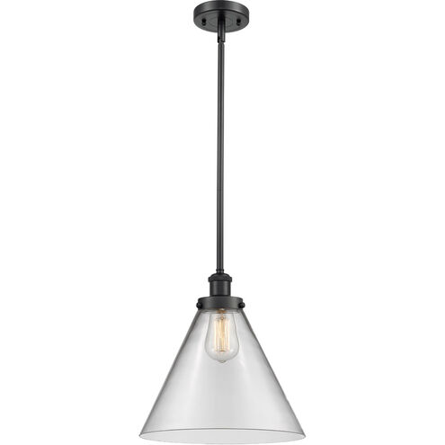 Ballston X-Large Cone 1 Light 8 inch Matte Black Pendant Ceiling Light in Clear Glass