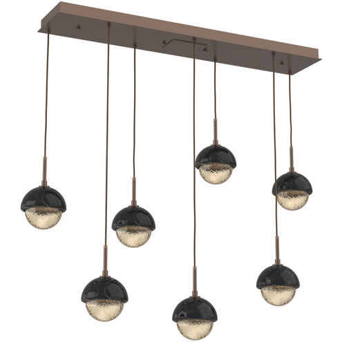 Cabochon LED 46.1 inch Burnished Bronze with Black Marble Linear Multi-Pendant Ceiling Light in 3000K LED, Amber