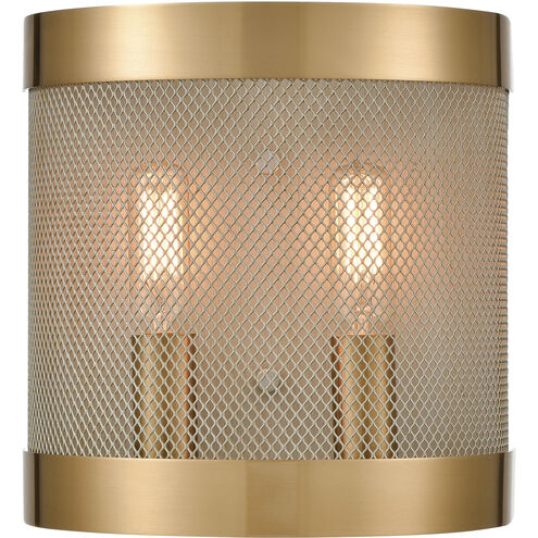 Line in the Sand 2 Light 8 inch Satin Brass with Antique Silver Sconce Wall Light