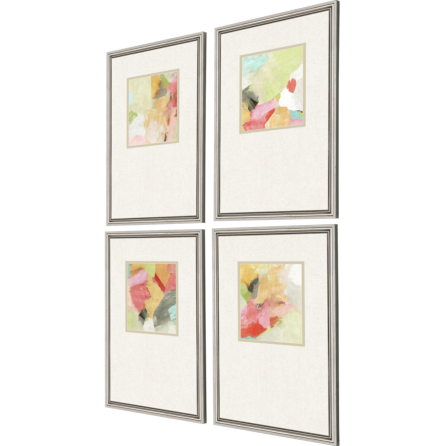 Abstract Multi and Green and Orange and Pink Framed Art
