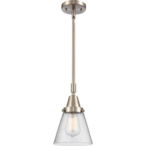 Franklin Restoration Small Cone LED 6 inch Brushed Satin Nickel Mini Pendant Ceiling Light in Seedy Glass