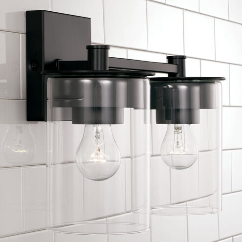 Mason 2 Light 14 inch Matte Black Vanity Light Wall Light