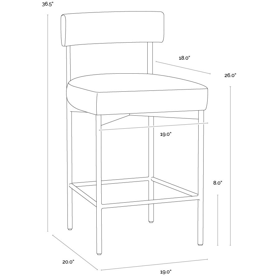 Seneca 36.5 inch Black / Polo Club Stone Counter Stool